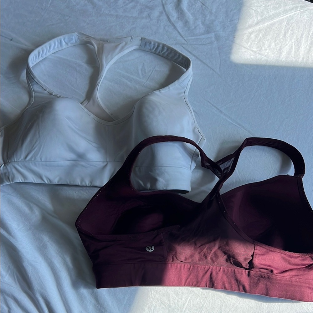 Lululemon White and Burgundy Sports Bras